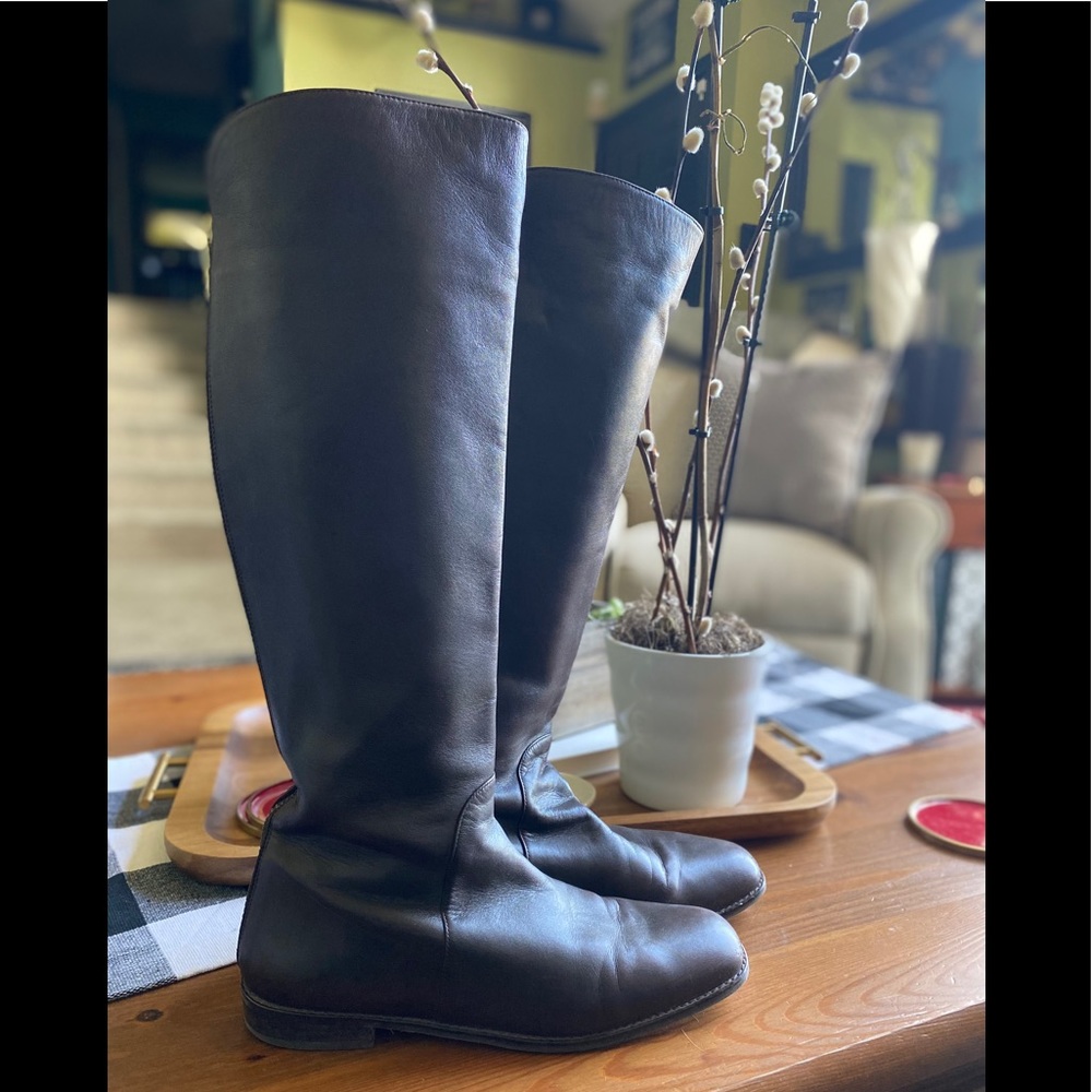 Dark Brown Leather Stuart Weitzman 1” heel Boots